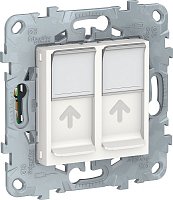 Розетка компьютерная без рамки Schneider Electric Unica New 2-м. RJ45+RJ45 5e белый
